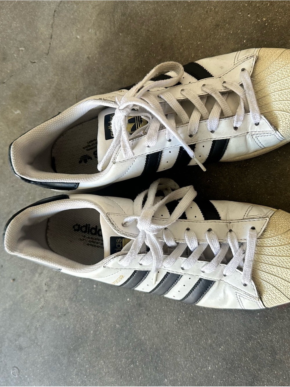 adidas White and Black Classic Shell-Toe Sneakers